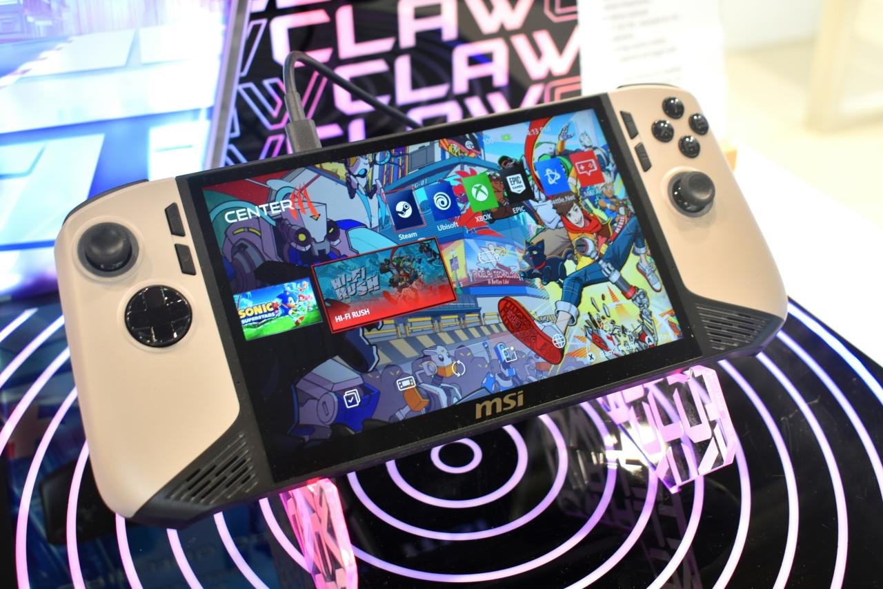 Msi handheld gaming device with colorful screen